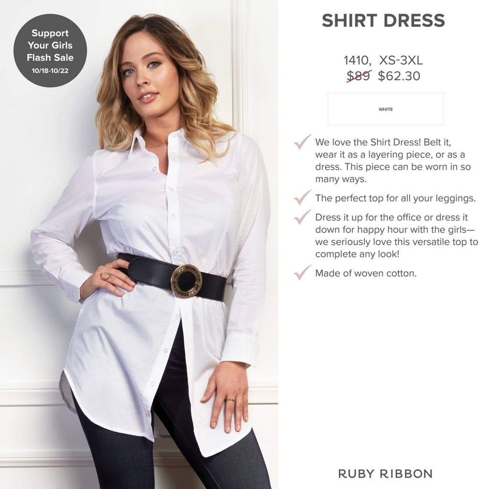 Ruby Ribbon Shirt Dress